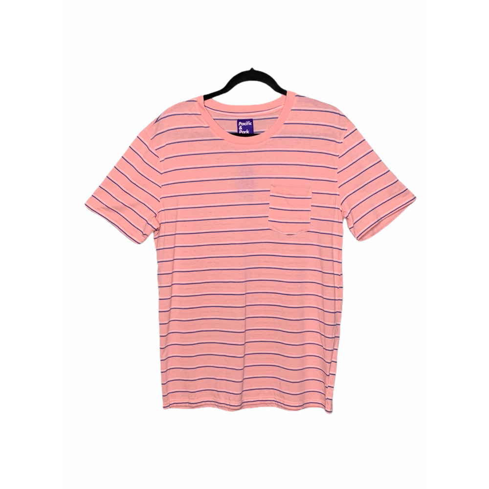 Pacific & Park Pink Striped Crew Neck T-Shirt Size Medium